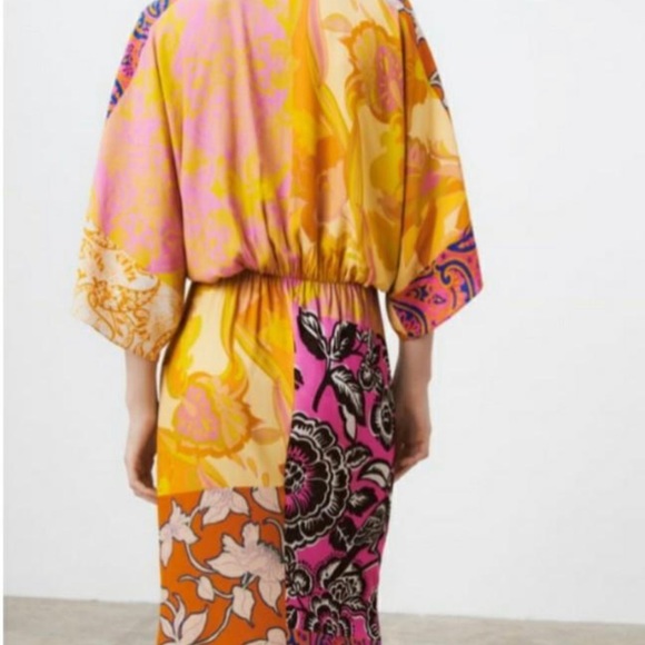 NWT Zara Patchwork MIDI Dress - Picture 4 of 5